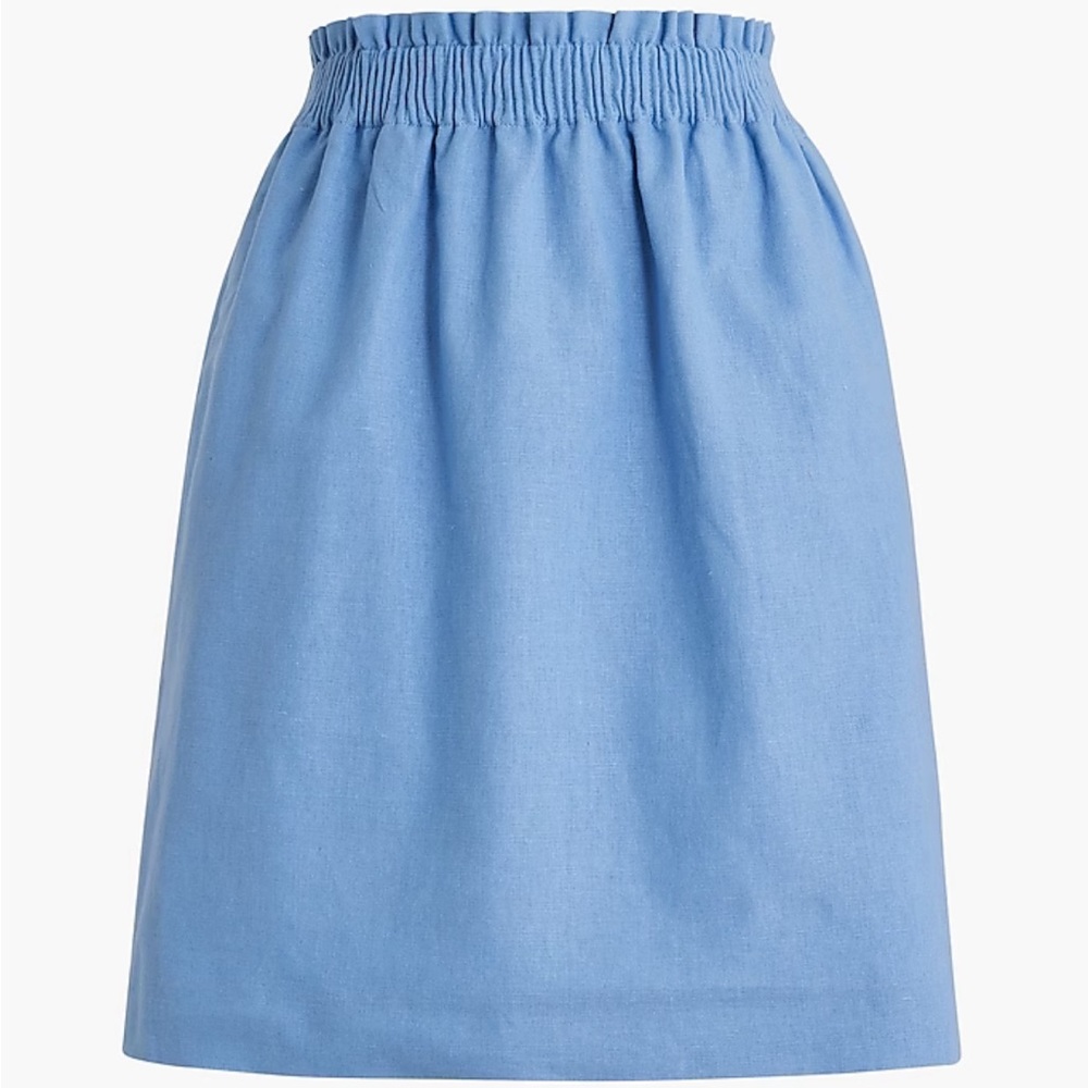 J.Crew mini city skirt, linen-cotton blend, size 10, light blue “quiet harbor”
